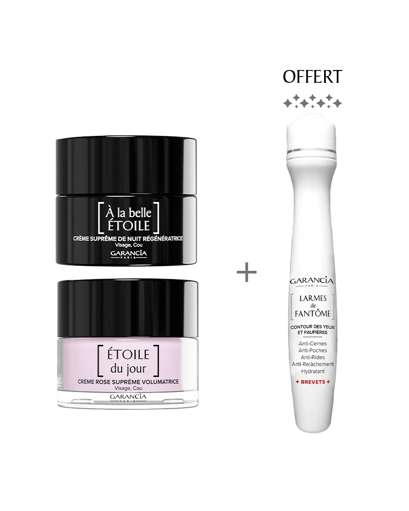 Bundles Rituel Enchanté Laboratoire Garancia : Duo anti-âge Garancia Étoile du Jour et À la Belle Étoile avec le soin contour des yeux Larmes de Fantôme offert.