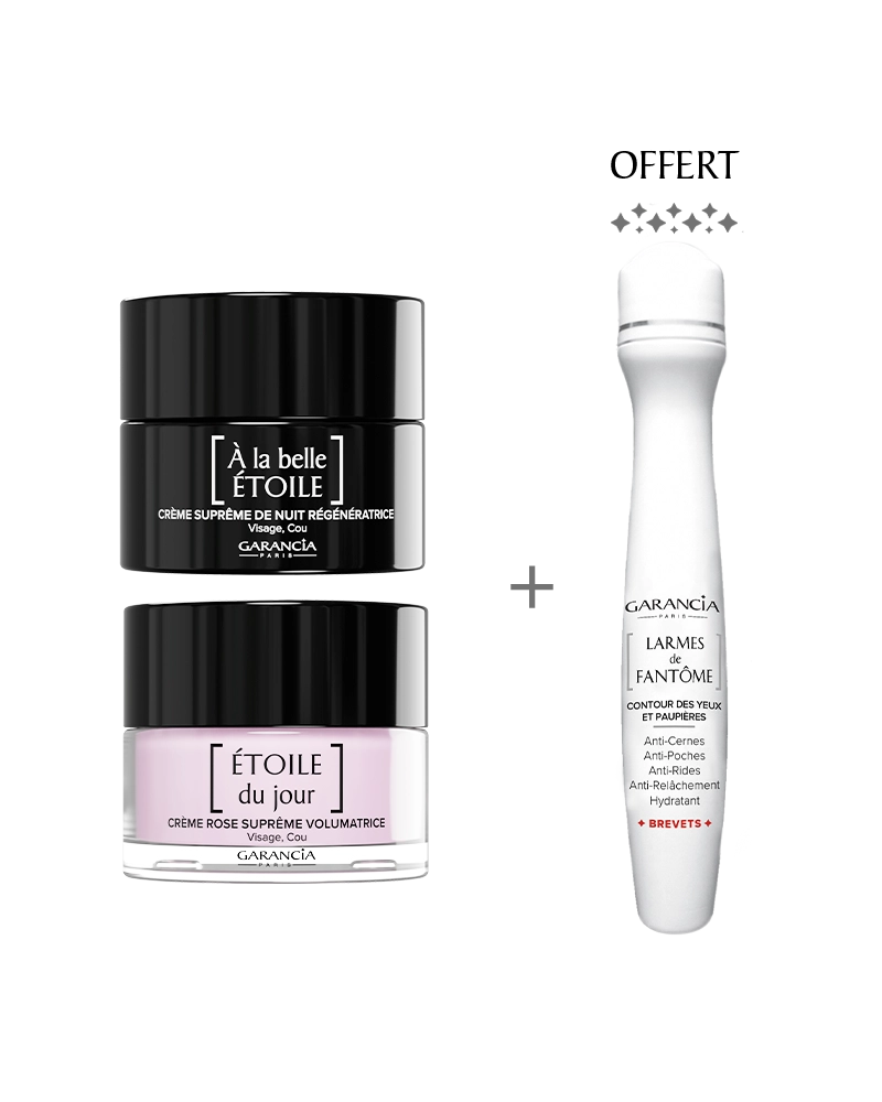 Bundles Rituel Enchanté Laboratoire Garancia : Duo anti-âge Garancia Étoile du Jour et À la Belle Étoile avec le soin contour des yeux Larmes de Fantôme offert.