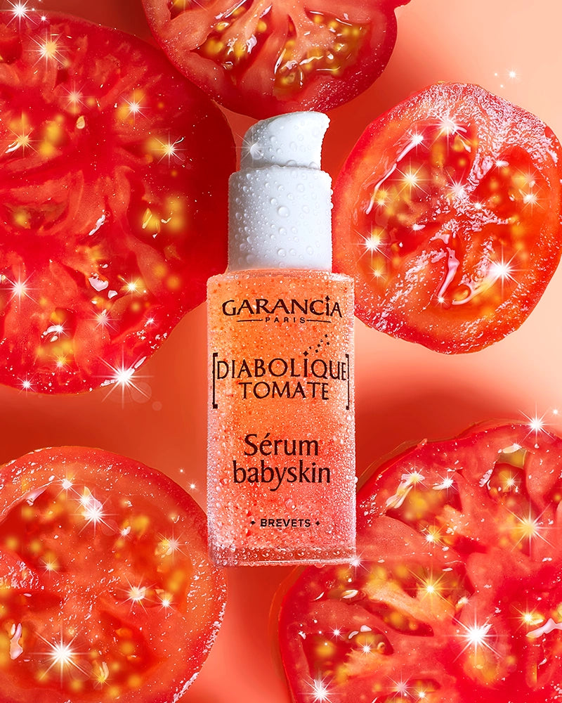 produit diabolique tomate serum babyskin avec fond de tomates