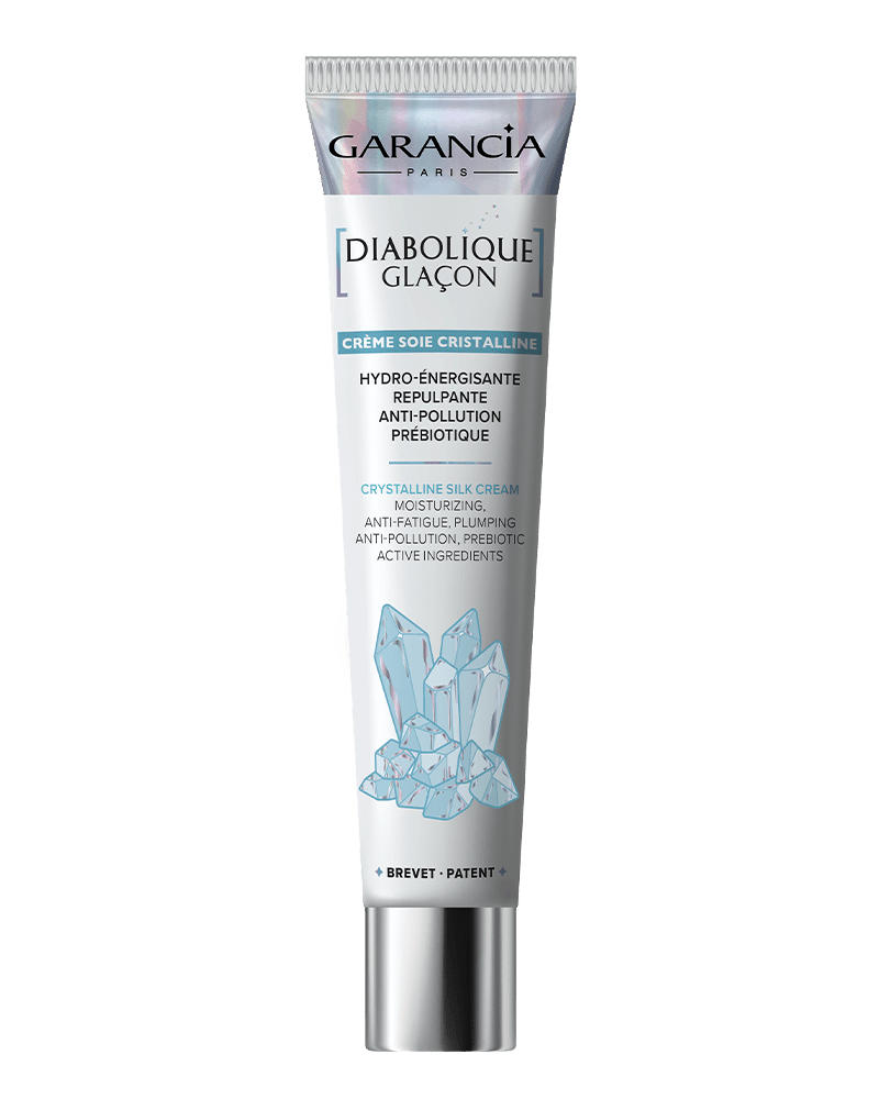 Laboratoire Garancia Crème de jour DIABOLIQUE GLAÇON CRÈME SOIE CRISTALLINE : Tube de crème visage hydro-énergisante, repulpante et anti-pollution aux actifs prébiotiques.