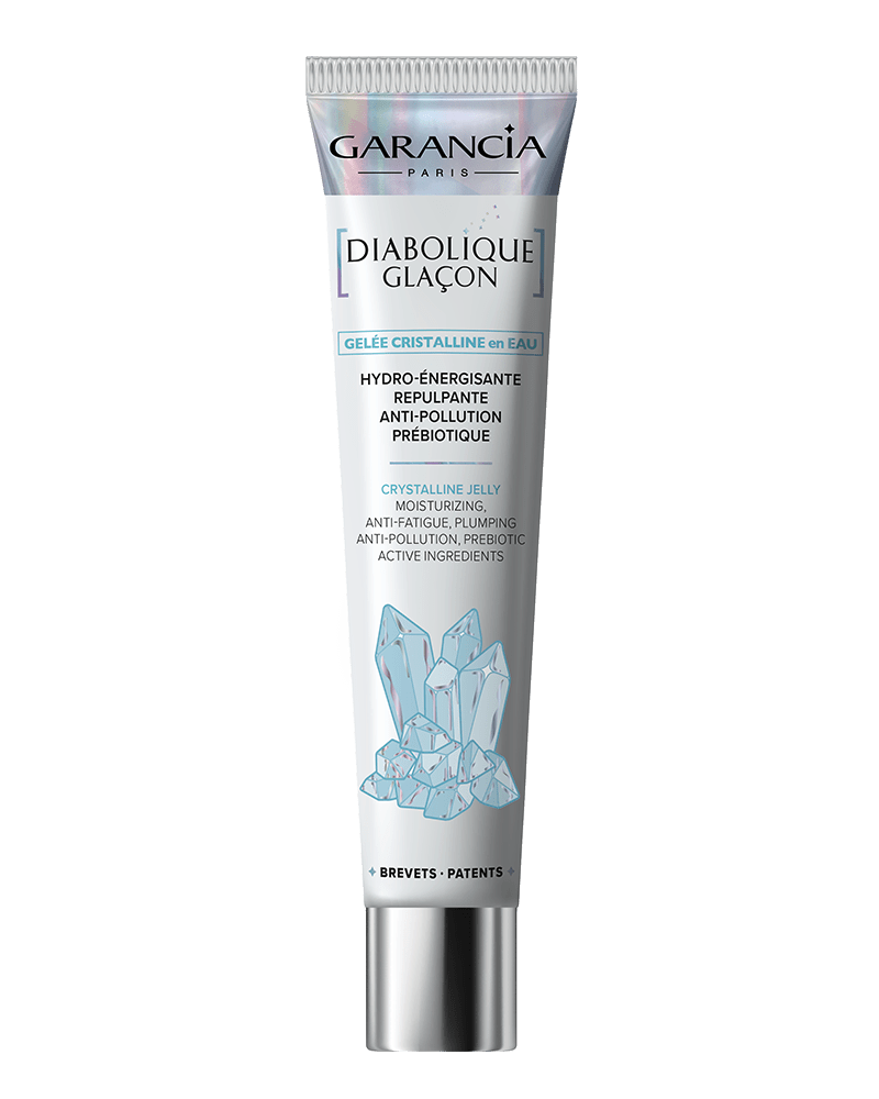 Laboratoire Garancia Crème de jour DIABOLIQUE GLAÇON : Tube de soin visage Gelée Cristalline en eau hydro-énergisante, repulpante et anti-pollution aux actifs prébiotiques.
