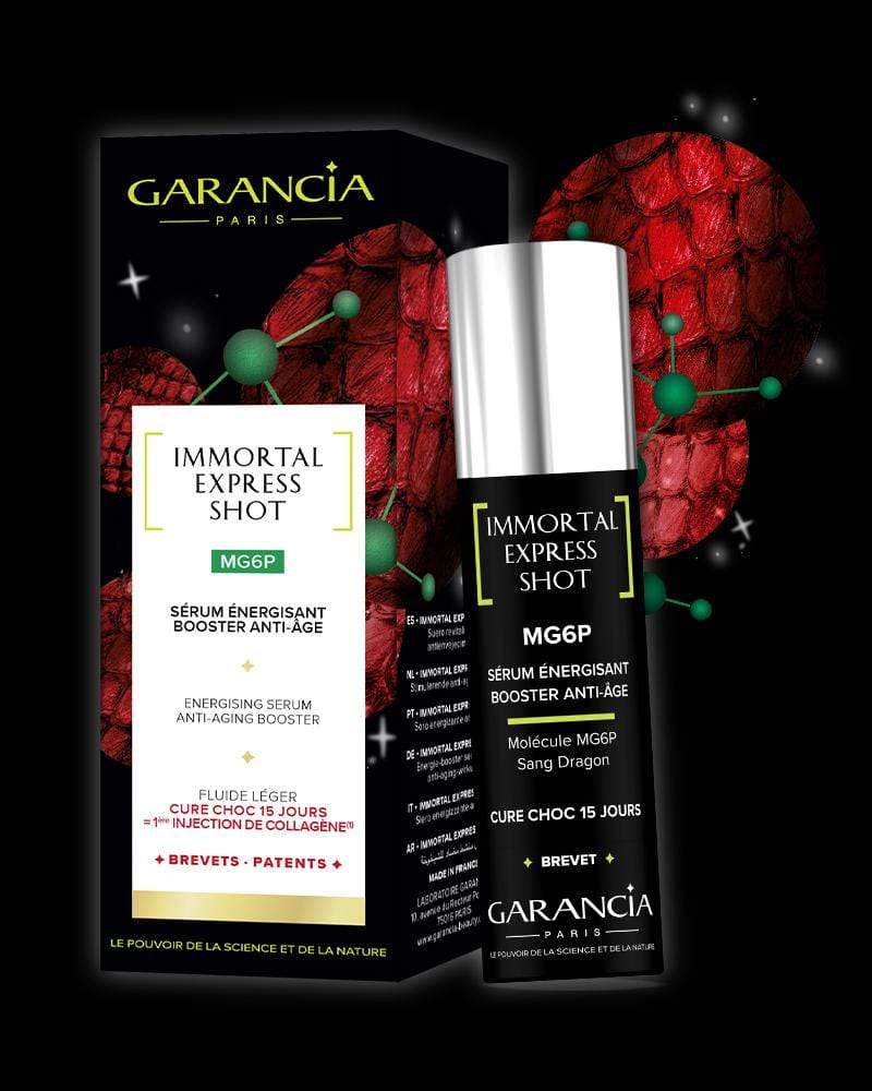 Garancia Sérum IMMORTAL EXPRESS SHOT MG6P une cure choc anti-âge de 15 jours à la molécule MG6P et Sang Dragon