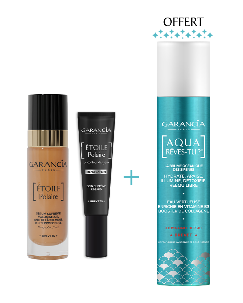 Offre Etoile du Matin : Sérum suprême etoile polaire et Soin regard avec la brume océanique Aqua Rêves-Tu offerte pour hydrater et illuminer.