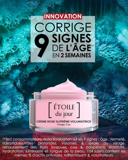 Laboratoire Garancia Anti-Âge & Anti-Rides [ ÉTOILE du jour ] : crème rose suprême volumatrice visage et cou. Innovation anti-âge promettant de corriger 9 signes de vieillissement en 14 jours.