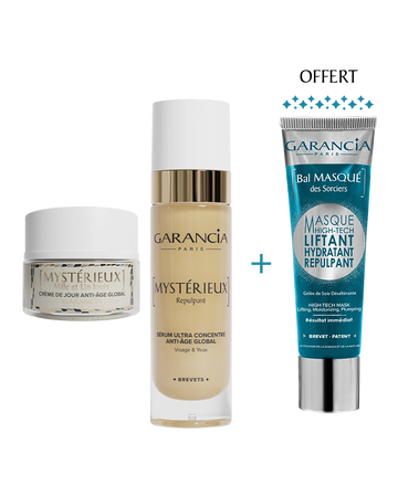 Bundles Peau Liftée Laboratoire Garancia : Routine anti-âge global avec crème de jour redensifiante, sérum visage et yeux ultra concentré, et un masque high-tech liftant en cadeau pour un résultat immédiat.