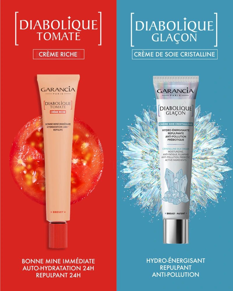 comparaison du la crème de soie cristalline diabolique glaçon et de la crème de jour - diabolique tomate crème riche