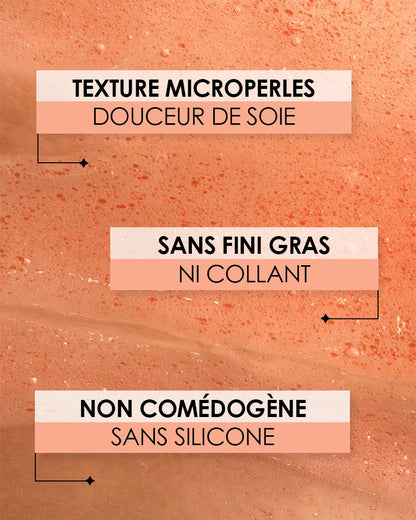 texture du sérum avec les 3 bénéfices : texture microperles, sans fini gras, non comédogène