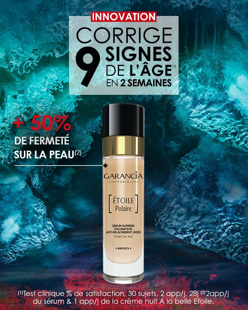 Laboratoire Garancia Anti-Âge & Anti-Rides [ ÉTOILE Polaire ] présentation du produit -  Innovation corrige 9 signes de l'âge en 2 semaines et +50% de fermeté sur la peau dès 28 jours.