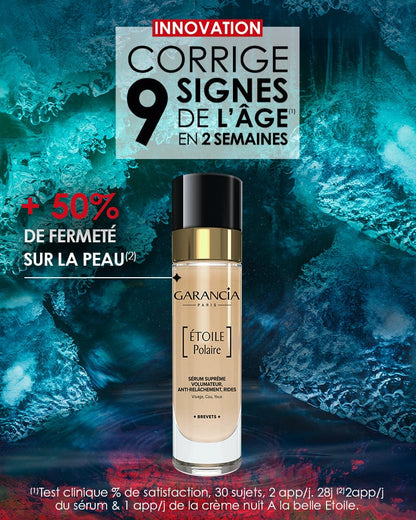 Laboratoire Garancia Anti-Âge & Anti-Rides [ ÉTOILE Polaire ] présentation du produit -  Innovation corrige 9 signes de l'âge en 2 semaines et +50% de fermeté sur la peau dès 28 jours.