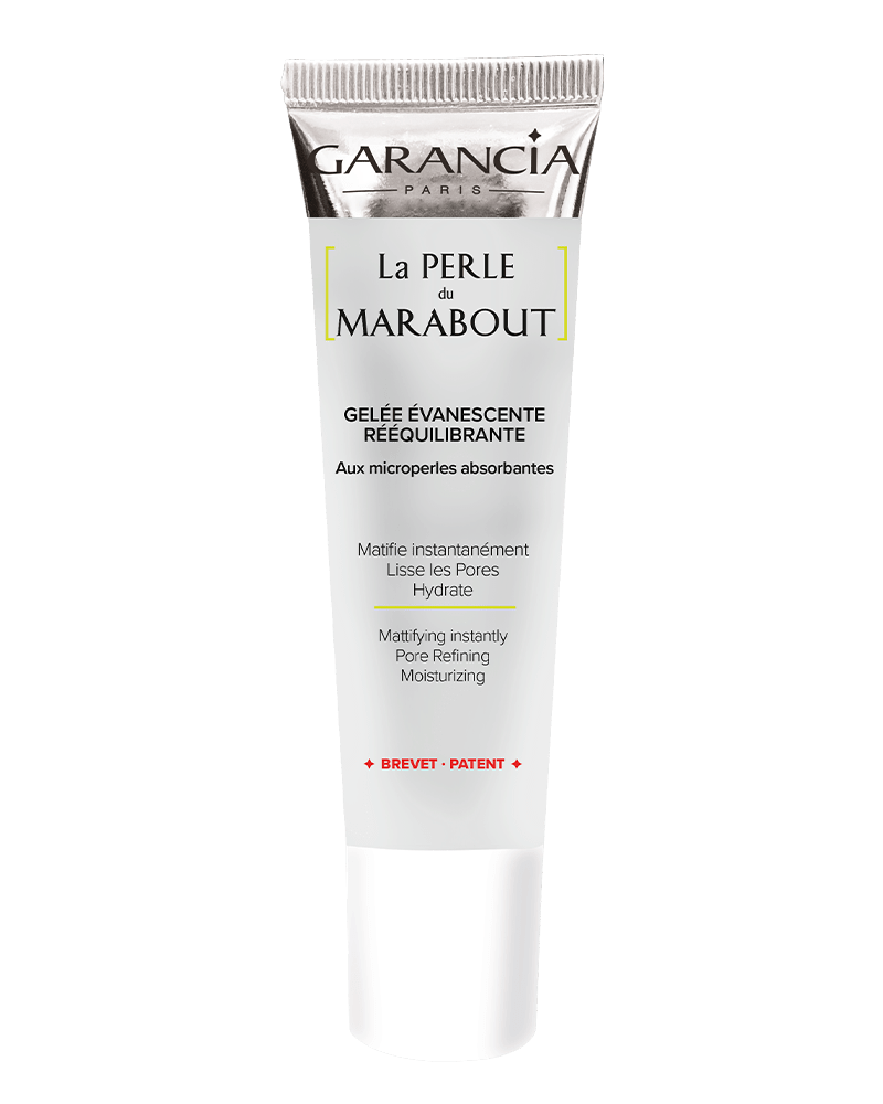 Garancia Crème de jour LA PERLE DU MARABOUT : Tube de soin visage La Perle du Marabout de Garancia, Gelée Évanescente Rééquilibrante aux microperles absorbantes, action matifiante et lissante pour les pores.