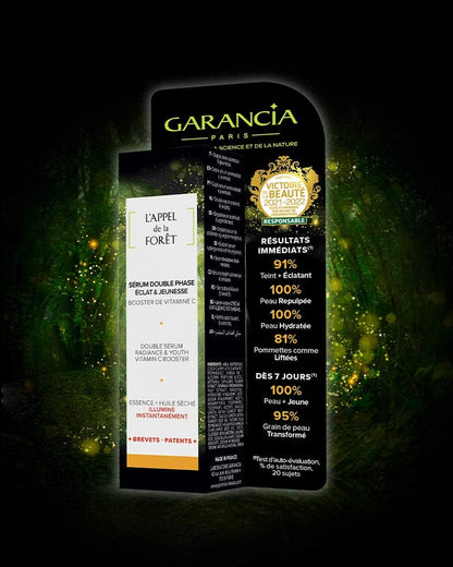 Laboratoire Garancia Sérum [ L'APPEL de la FORÊT ] SÉRUM DOUBLE PHASE - image d produit avec son packaging noir