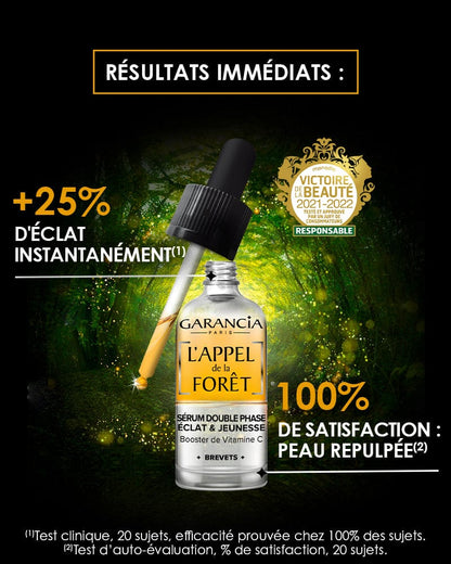 Laboratoire Garancia Sérum [ L'APPEL de la FORÊT ] SÉRUM DOUBLE PHASE - photo avec fond et présentation des résultats immédiats